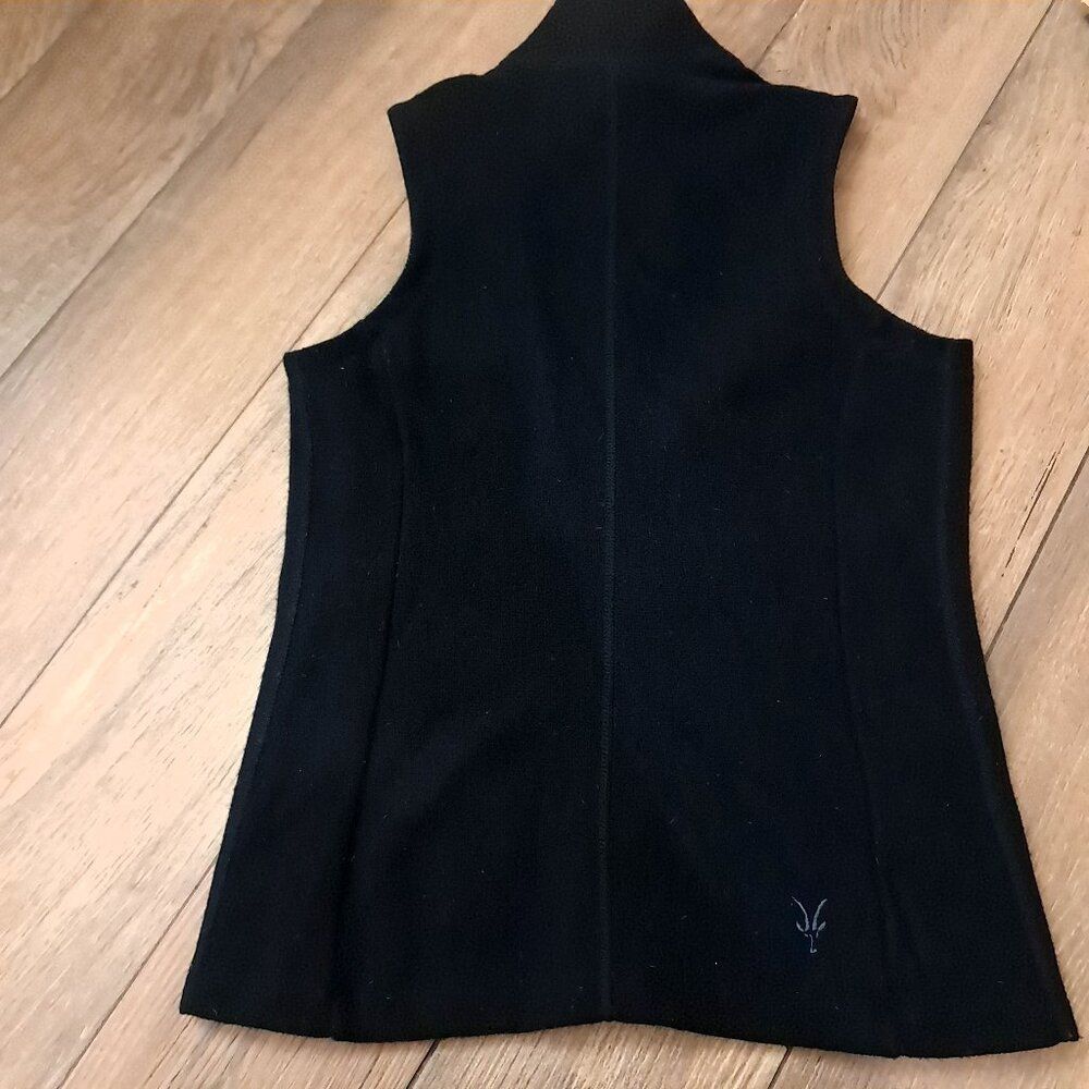 Ibex Vest Womens sz XS x-small Black Zque Merino Wool Blend Full Zip Jacket